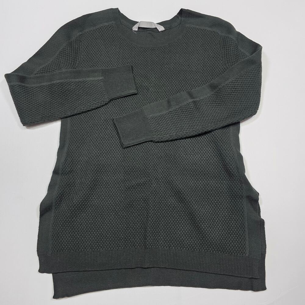 Athleta Women’s XS Deep Green Waffle Knit Sweater Crewneck Long Sleeve Pullover